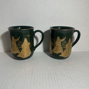 Lot of 2 Vintage Otagiri Japan Angela Ackerman Wise Men Christmas Mug Green/Gold